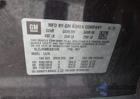 2020 Chevrolet Trax Awd Ls from USA, damaged, VIN KL7CJNSB8LB351248